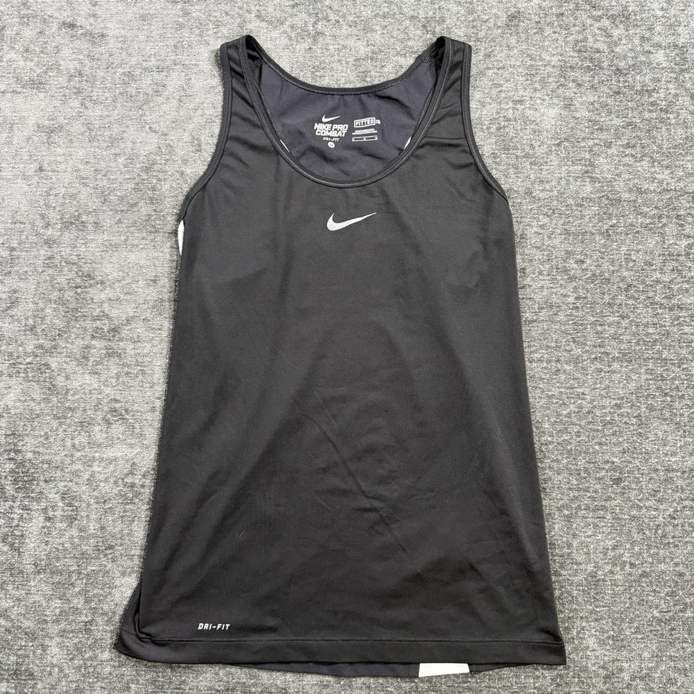Nike Pro Combat Dri-Fit Fitted Women's Black Tank-Top Size‎ Medium Activewear